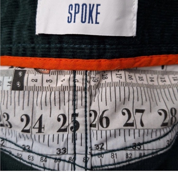 Spoke Mens Green Corduroy Fives Build Button Fly Pants 33X28 Slim Straight - Picture 4 of 5